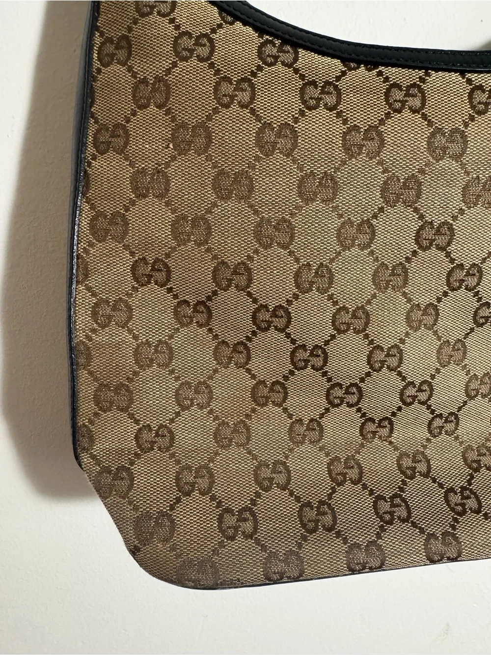 Brown Monogram Canvas Hobo with Black Trim